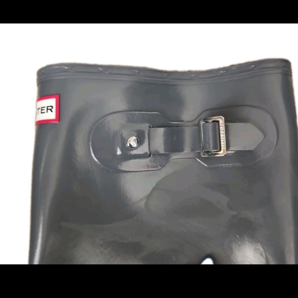 Hunter Womens Gray Original Tall Gloss Rain Boots Waterproof Stylish Boot 9 - Picture 10 of 13